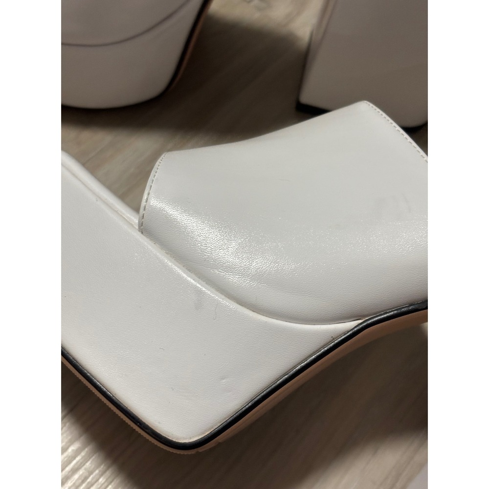 Dsevht White Platform Mule Heels Chunky Block Heel Sandals EU 39 US 8.5 - Picture 7 of 8